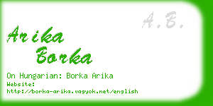 arika borka business card